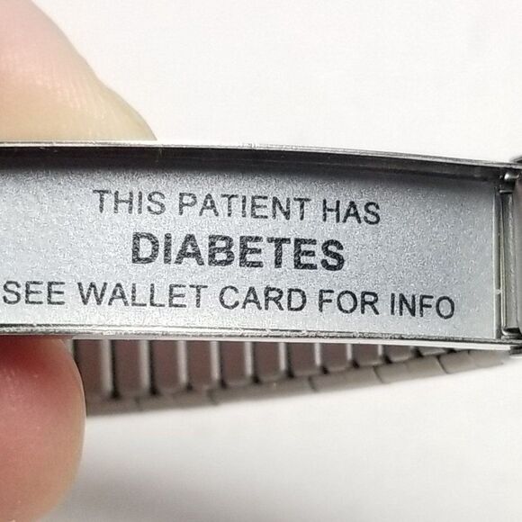 Vintage ID Bracelet, Silver Tone Stretch Watch Band, Estate - Picture 2 of 7